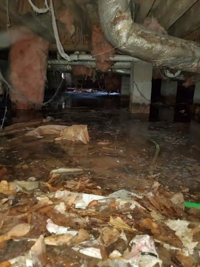 Crawl space flood assessment for Commercial Water Damage Restoration in Dumbarton